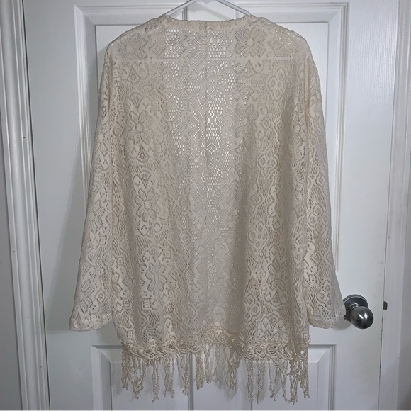 Ardene Cardigan Lace Fringe Long sleeve Kimono - Picture 6 of 6